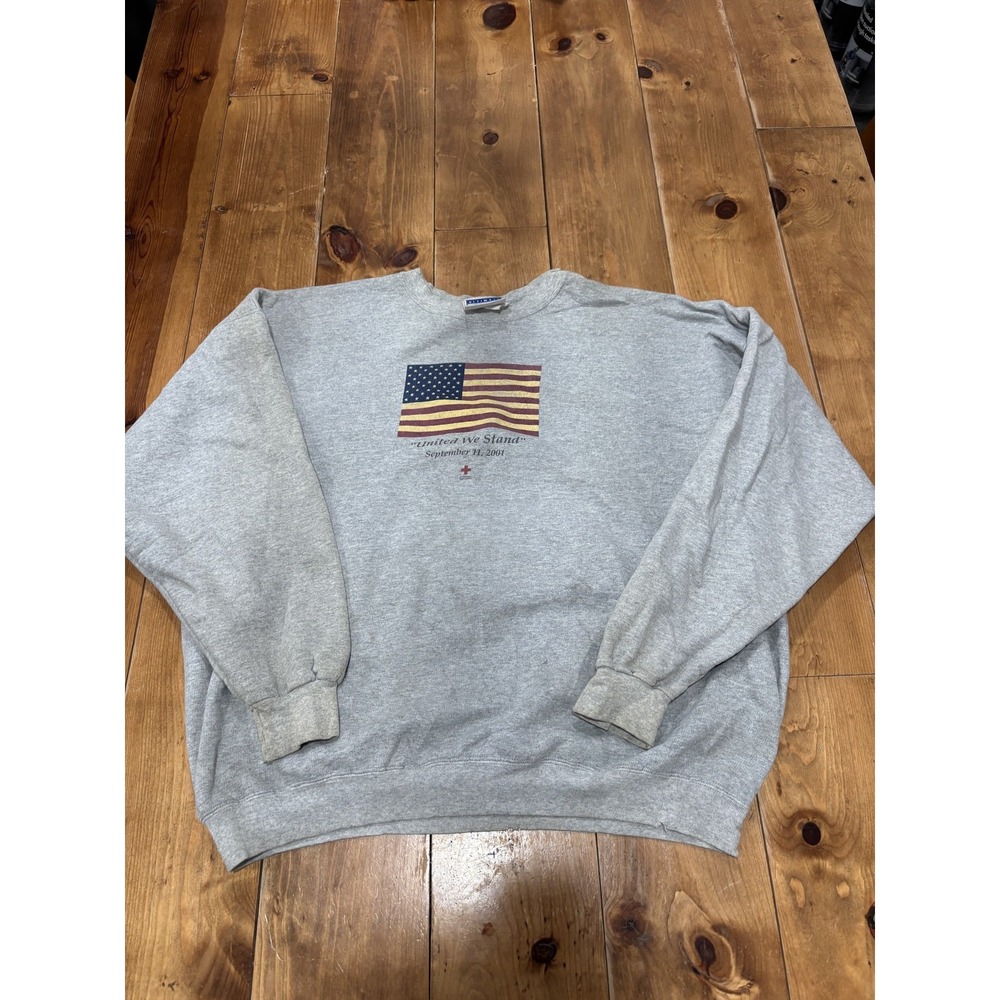 Vintage Hanes 9/11 United We Stand American Red Cross Sweatshirt Men's Grey 2XL